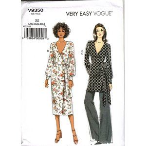 Vogue V9350 Misses L to XXL Wrap Dress, Tunic and Pants Uncut Sewing Pattern